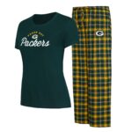 Women's Concepts Sport Green/Gold Green Bay Packers Arctic Top & Flannel Pants Sleep Set