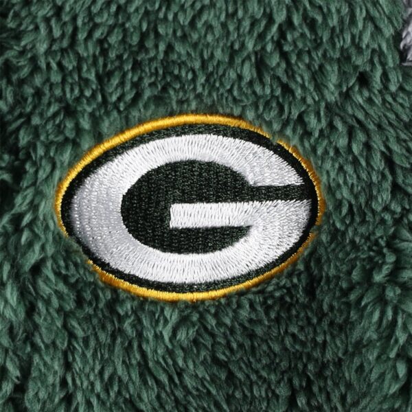 Newborn & Infant Green/Gray Green Bay Packers Game Nap Teddy Fleece Bunting Full-Zip Sleeper - Image 2
