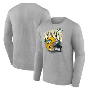 Green Bay Packers End Around Helmet Graphic Long Sleeve T-Shirt - Mens