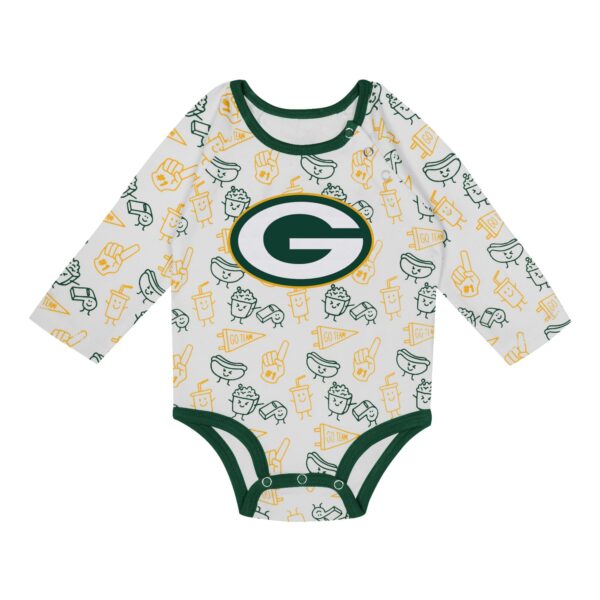 Green Bay Packers Little Camp 3 Piece Creeper, Pant & Hat - Newborn - Image 2