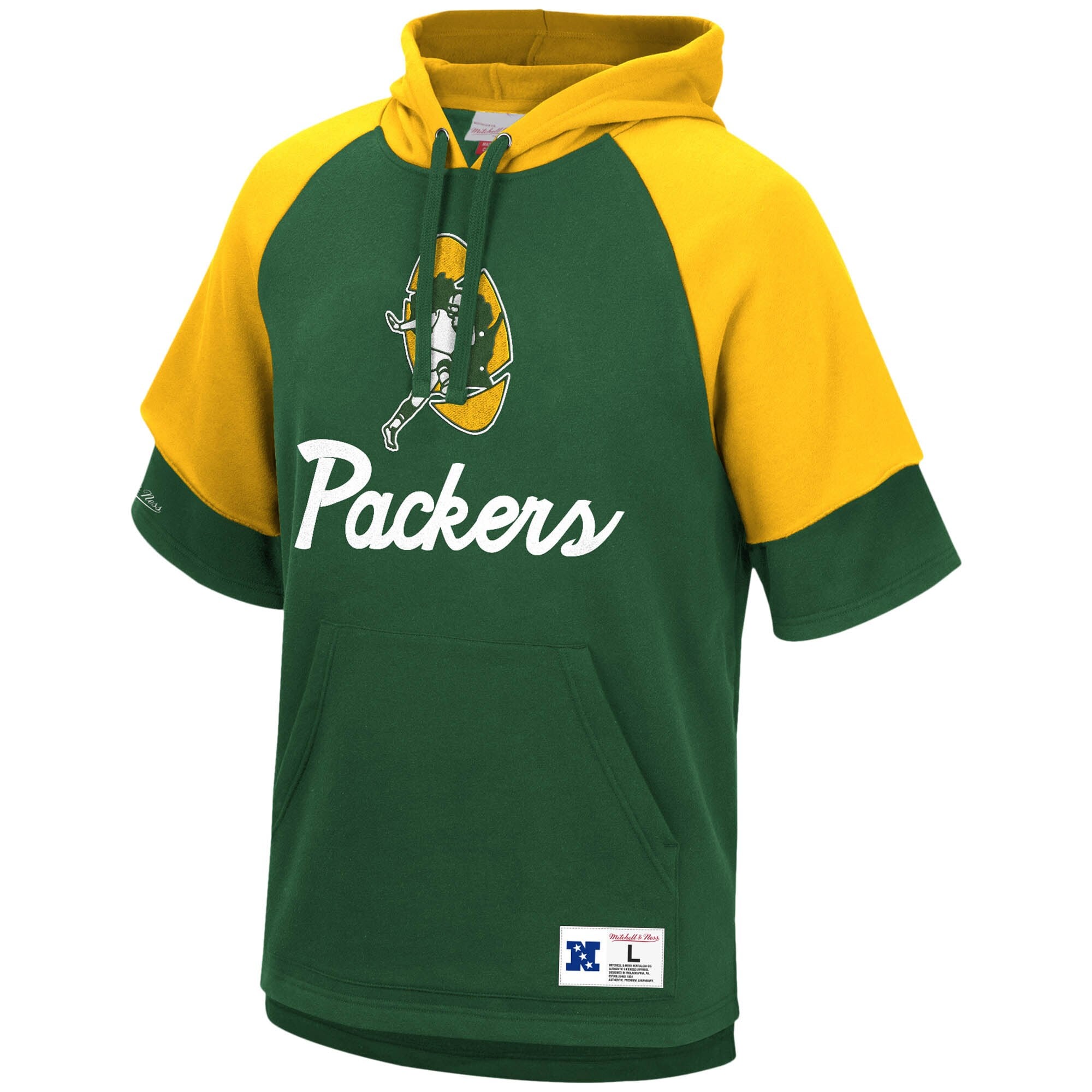 Green Bay Packers Mitchell & Ness Short Sleeve Fleece Hoodie