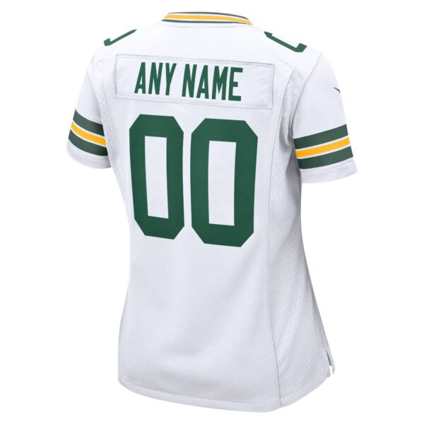 Green Bay Packers Nike Game Road Jersey - White - Custom - Womens - Image 2