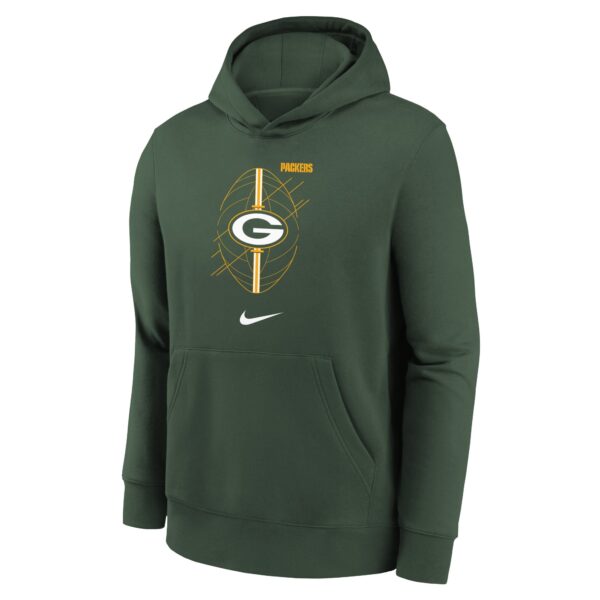 Green Bay Packers Nike Icon Club Fleece Hoodie - Fir  Youth - Image 2