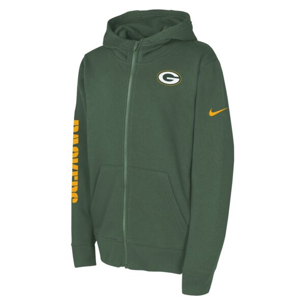 Green Bay Packers Nike Team Issue Full Zip Hoodie - Youth - Image 2