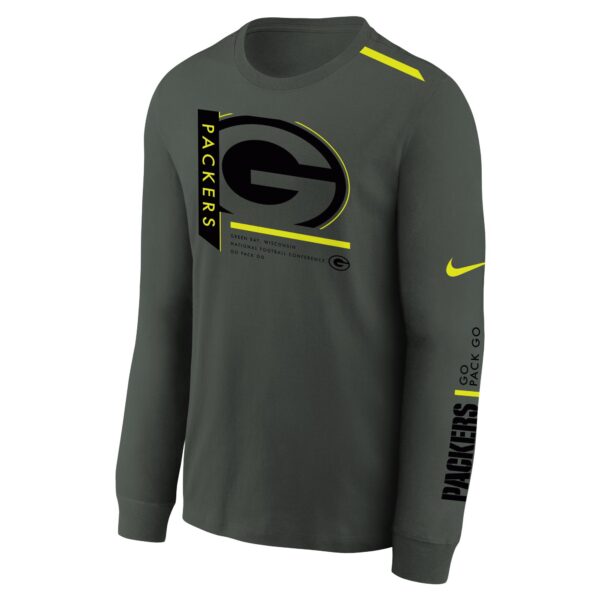 Green Bay Packers Volt Long Sleeve T Shirt - Grey - Youth - Image 2