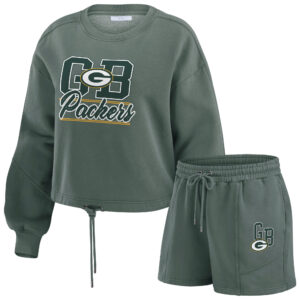 Green Bay Packers WEAR By Erin Andrews Washed Fleece Lounge Set - Womens