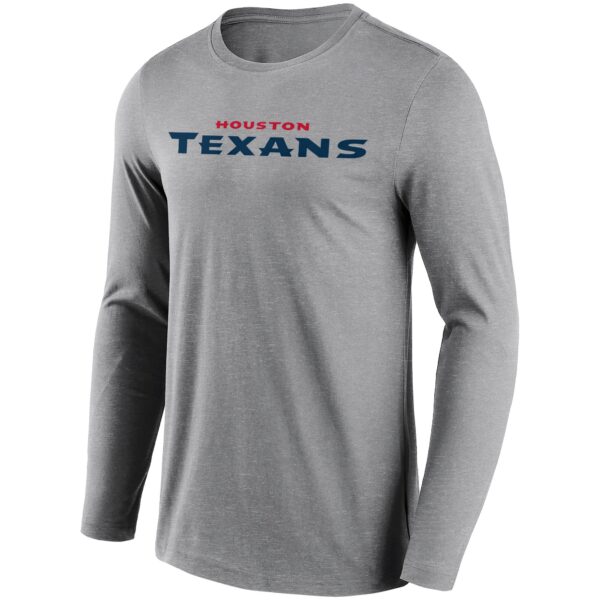 Houston Texans Neutral Colour Wordmark Long Sleeve T-Shirt - Mens