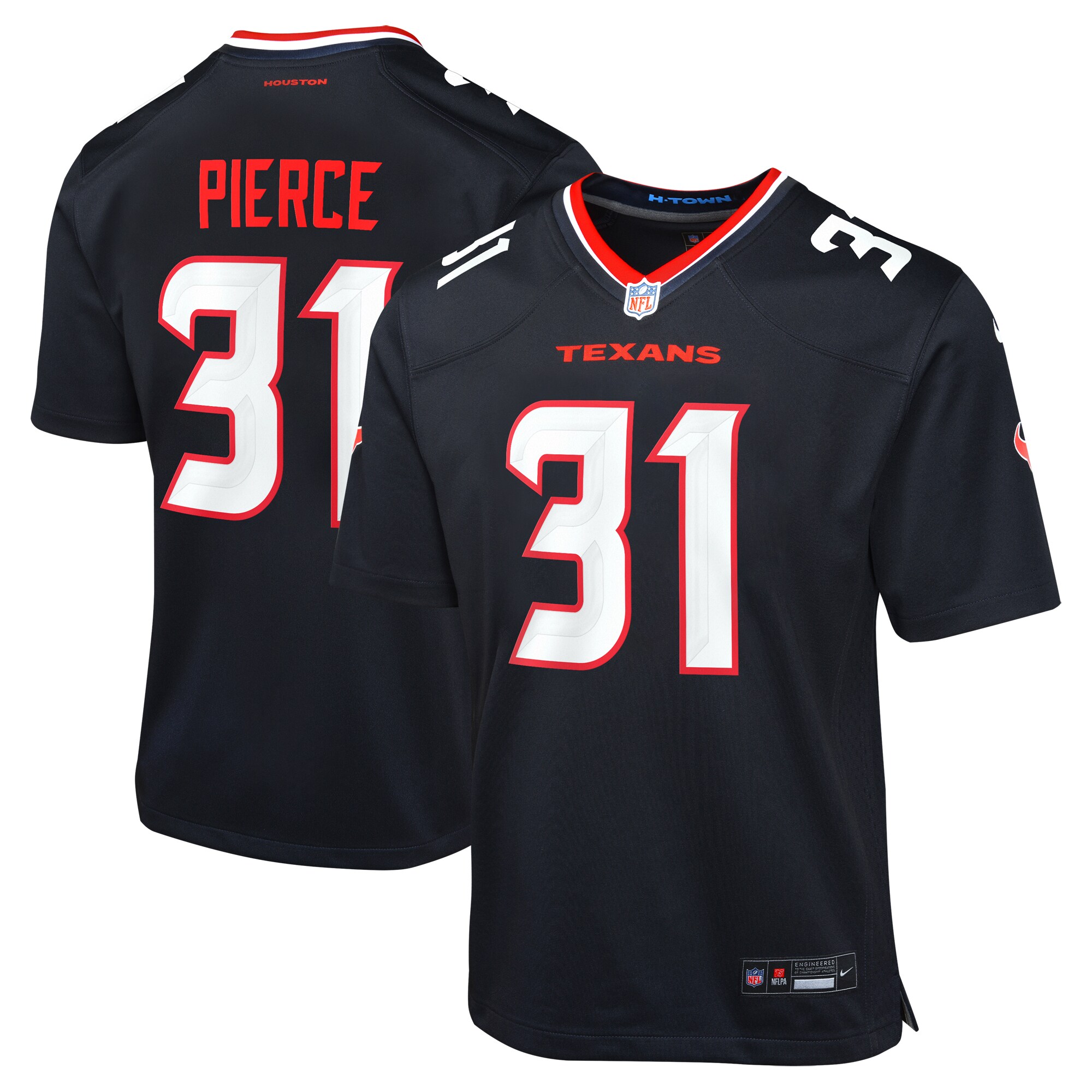 Houston Texans Nike Home Game Team Colour Jersey - Navy - Dameon Pierce - Youth