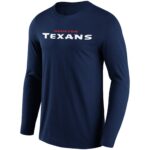 Houston Texans Primary Colour Wordmark Long Sleeve T-Shirt - Mens