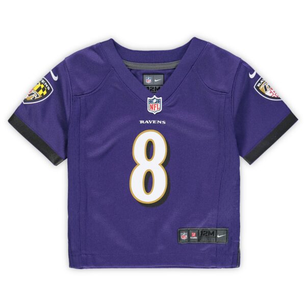 Infant Nike Lamar Jackson Purple Baltimore Ravens Game Jersey - Image 2