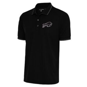 Men's Antigua Black Buffalo Bills Metallic Logo Affluent Polo