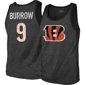 Men's Fanatics Joe Burrow Black Cincinnati Bengals Name & Number Tri-Blend Tank Top