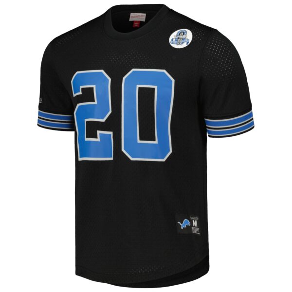 Men's Mitchell & Ness Barry Sanders Black Detroit Lions Retired Player Name & Number Mesh Top - Image 2