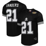 Men's Mitchell & Ness Deion Sanders Black Dallas Cowboys Retired Player Name & Number Mesh Crew Neck Top