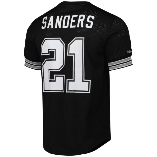 Men's Mitchell & Ness Deion Sanders Black Dallas Cowboys Retired Player Name & Number Mesh Crew Neck Top - Image 3