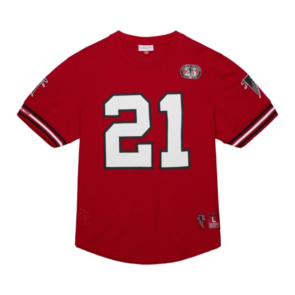 Men's Mitchell & Ness Deion Sanders Red Atlanta Falcons Retired Player Name & Number Mesh Top - Image 2
