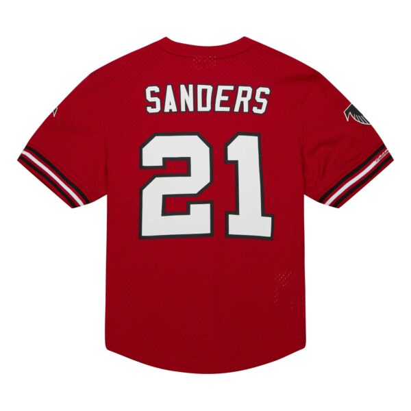 Men's Mitchell & Ness Deion Sanders Red Atlanta Falcons Retired Player Name & Number Mesh Top - Image 3