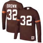 Men's Mitchell & Ness Jim Brown Brown Cleveland Browns 1965 Retired Player Name & Number Long Sleeve T-Shirt