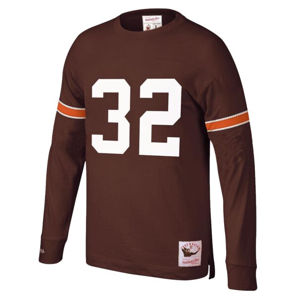 Men's Mitchell & Ness Jim Brown Brown Cleveland Browns 1965 Retired Player Name & Number Long Sleeve T-Shirt - Image 2
