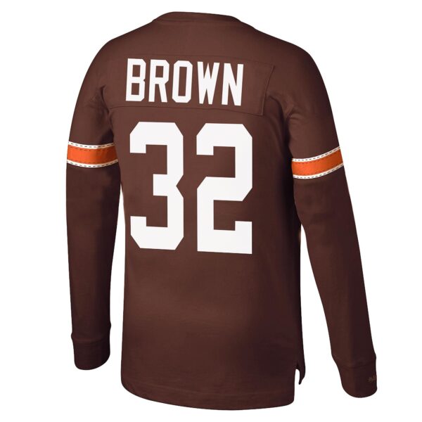 Men's Mitchell & Ness Jim Brown Brown Cleveland Browns 1965 Retired Player Name & Number Long Sleeve T-Shirt - Image 3