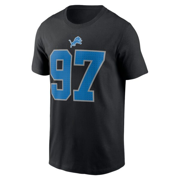 Men's Nike Aidan Hutchinson Black Detroit Lions Player Name & Number T-Shirt - Image 2