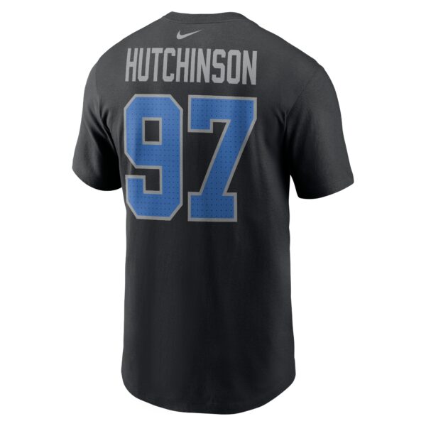 Men's Nike Aidan Hutchinson Black Detroit Lions Player Name & Number T-Shirt - Image 3