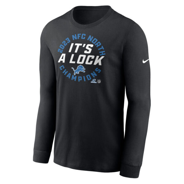 Men's Nike Black Detroit Lions 2023 NFC North Division Champions Locker Room Trophy Collection Long Sleeve T-Shirt - Image 2