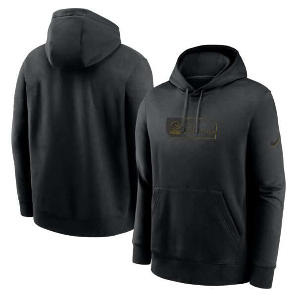 Men's Nike Black Green Bay Packers Edge Pack French Terry Club Pullover Hoodie