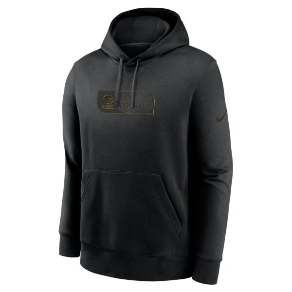 Men's Nike Black Green Bay Packers Edge Pack French Terry Club Pullover Hoodie - Image 2