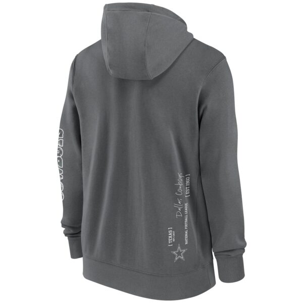 Men's Nike Charcoal Dallas Cowboys Primetime Club Full-Zip Hoodie - Image 3