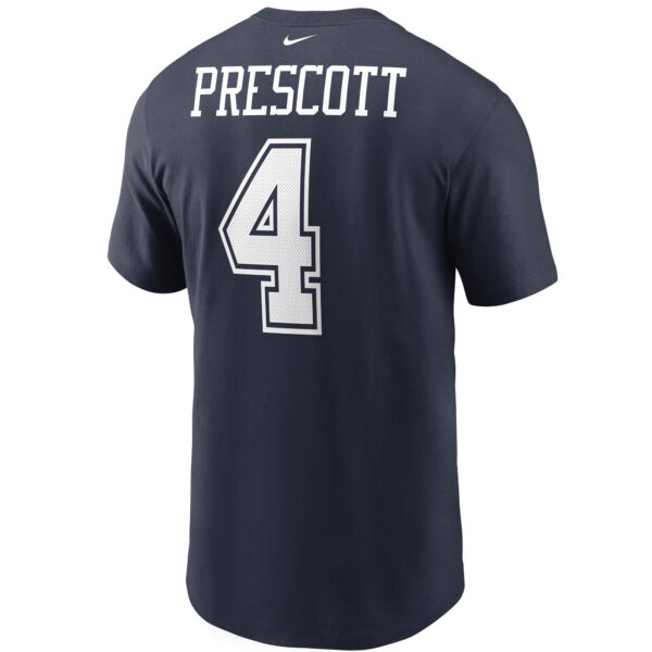Men's Nike Dak Prescott Navy Dallas Cowboys Name & Number T-Shirt - Image 3