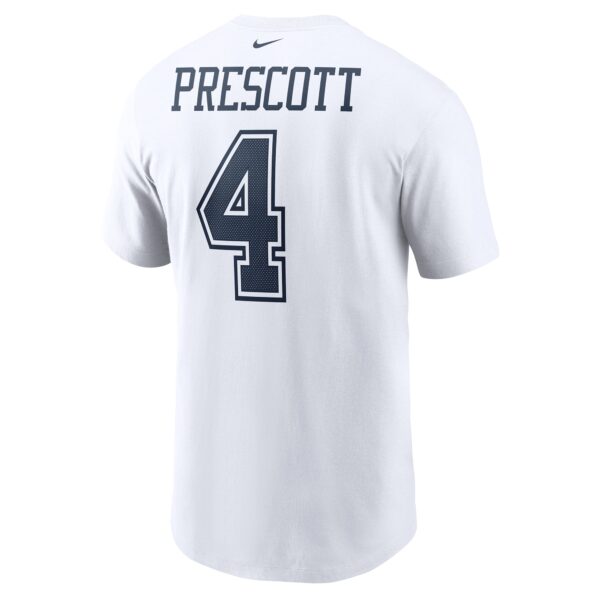 Men's Nike Dak Prescott White Dallas Cowboys Name & Number T-Shirt - Image 3