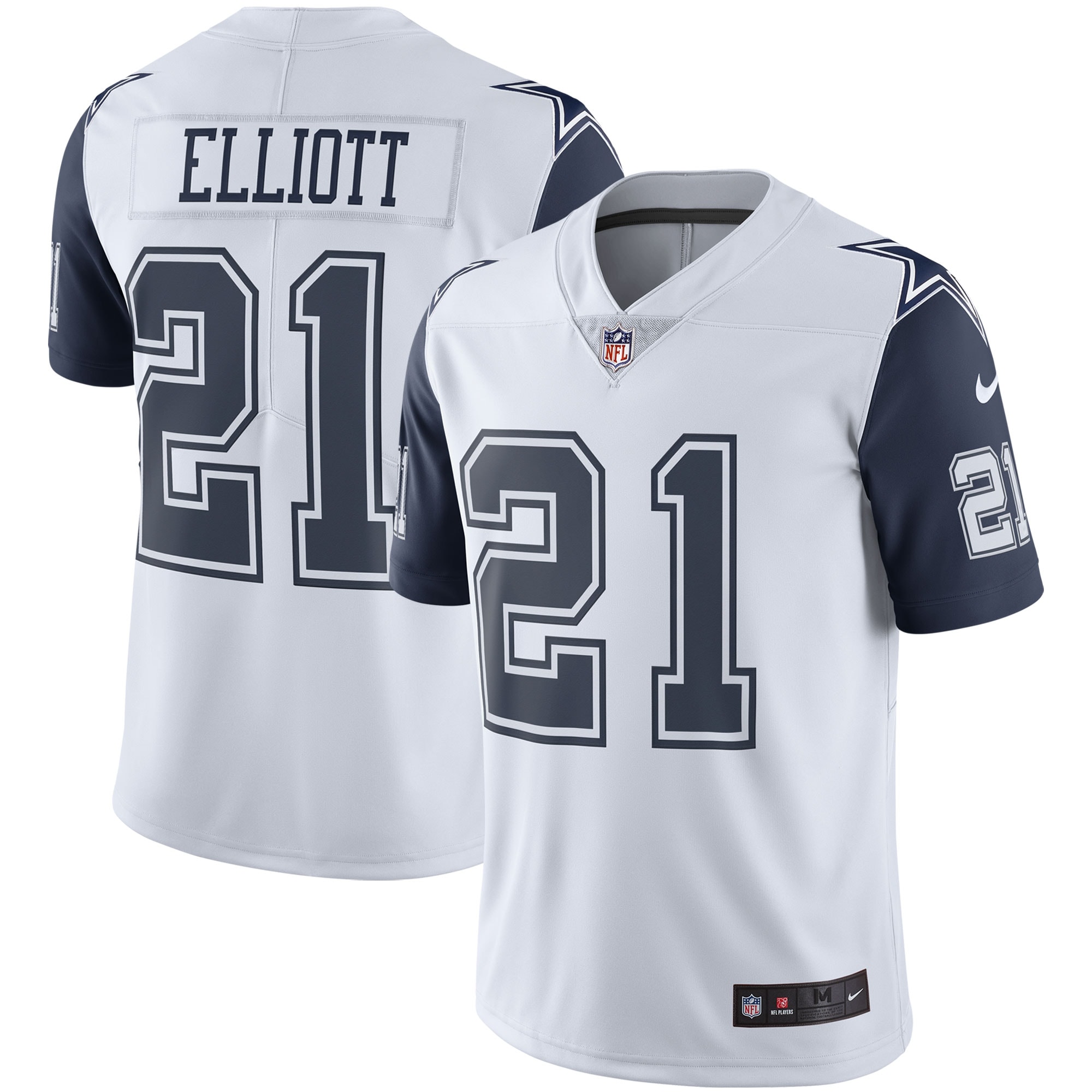 Men's Nike Ezekiel Elliott Dallas Cowboys White Color Rush Vapor Limited Jersey - Image 1