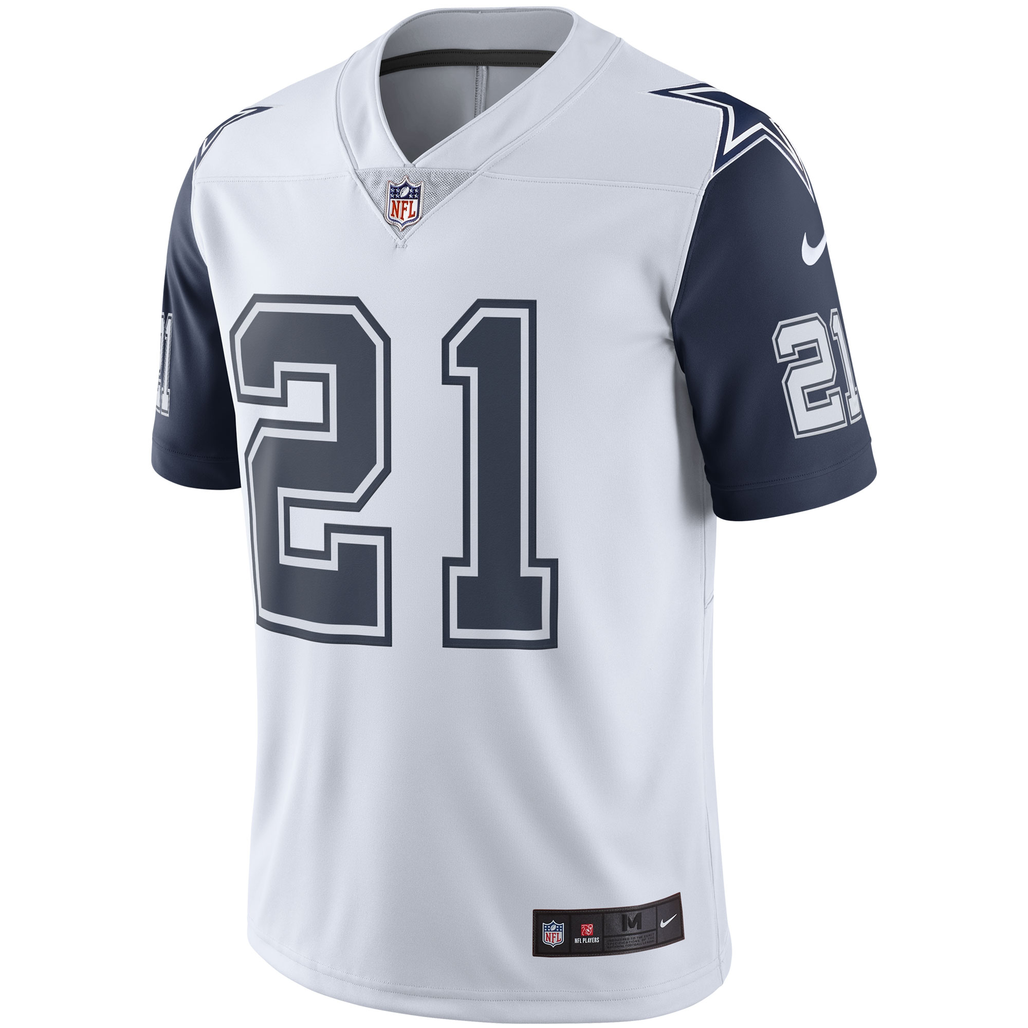 Men's Nike Ezekiel Elliott Dallas Cowboys White Color Rush Vapor Limited Jersey - Image 2