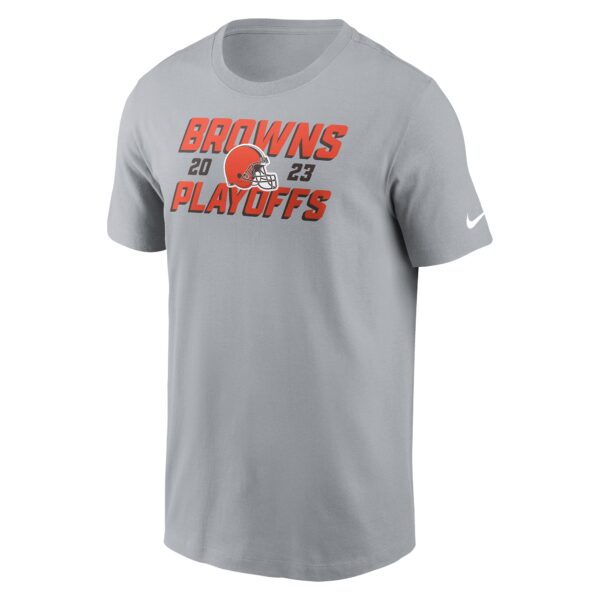 Men's Nike Gray Cleveland Browns 2023 NFL Playoffs Iconic T-Shirt - Image 2