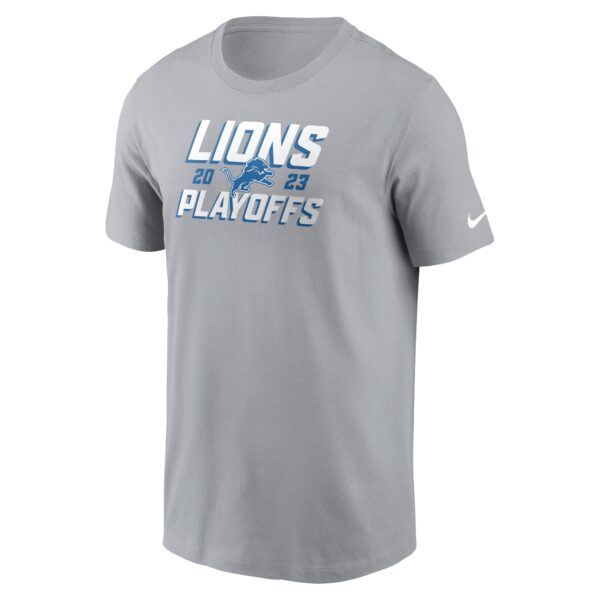 Men's Nike  Gray Detroit Lions 2023 NFL Playoffs Iconic T-Shirt - Image 2