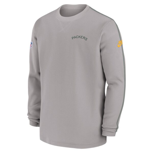 Men's Nike Gray Green Bay Packers Alternate Logo Coach Long Sleeve Top - Image 2
