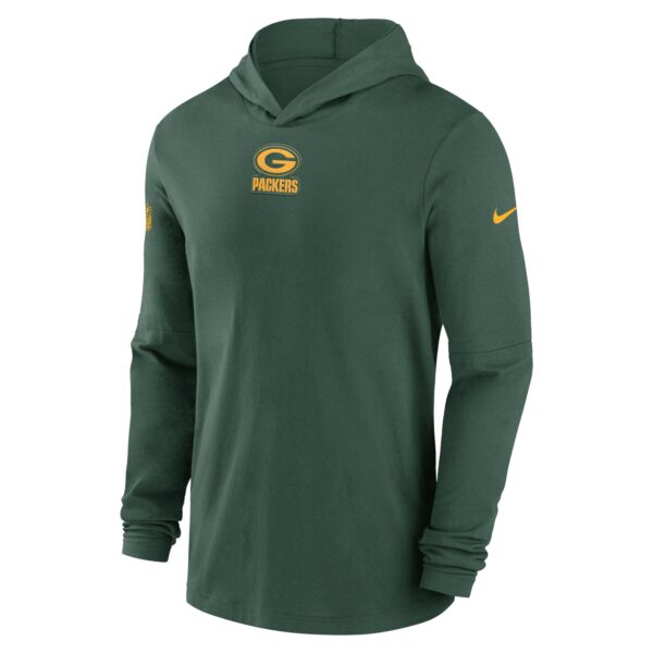 Men's Nike Green Green Bay Packers Sideline Performance Long Sleeve Hoodie T-Shirt - Image 2