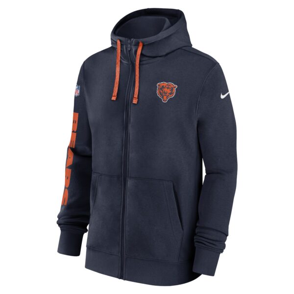 Men's Nike Navy Chicago Bears 2024 Sideline Club Full-Zip Hoodie - Image 2