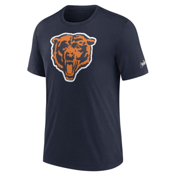 Men's Nike Navy Chicago Bears Rewind Logo Tri-Blend T-Shirt - Image 2