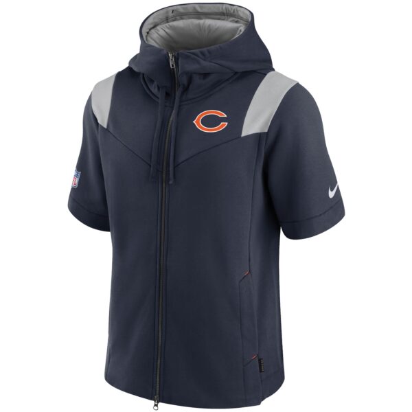 Men's Nike Navy Chicago Bears Sideline Showout Short Sleeve Full-Zip Hoodie - Image 2
