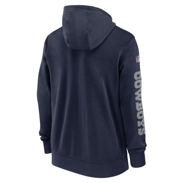Men's Nike Navy Dallas Cowboys 2024 Sideline Club Full-Zip Hoodie - Image 3