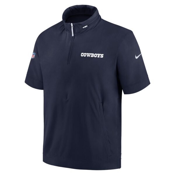 Men's Nike Navy Dallas Cowboys 2024 Sideline Coach Short Sleeve Half-Zip Hoodie Jacket - Image 2