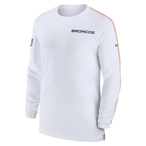 Men's Nike White Denver Broncos Sideline Coach UV Performance Long Sleeve T-Shirt - Image 2
