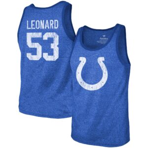 Men's Darius Leonard Royal Indianapolis Colts Name & Number Tri-Blend Tank Top