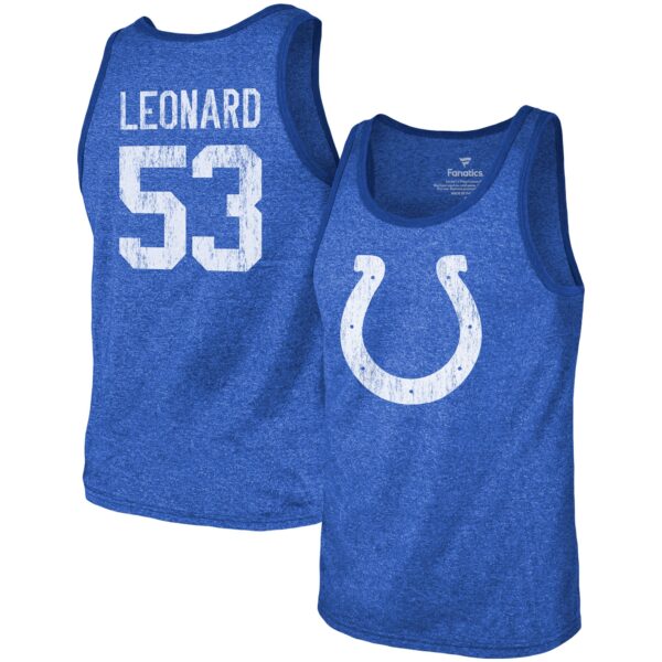 Men's Darius Leonard Royal Indianapolis Colts Name & Number Tri-Blend Tank Top