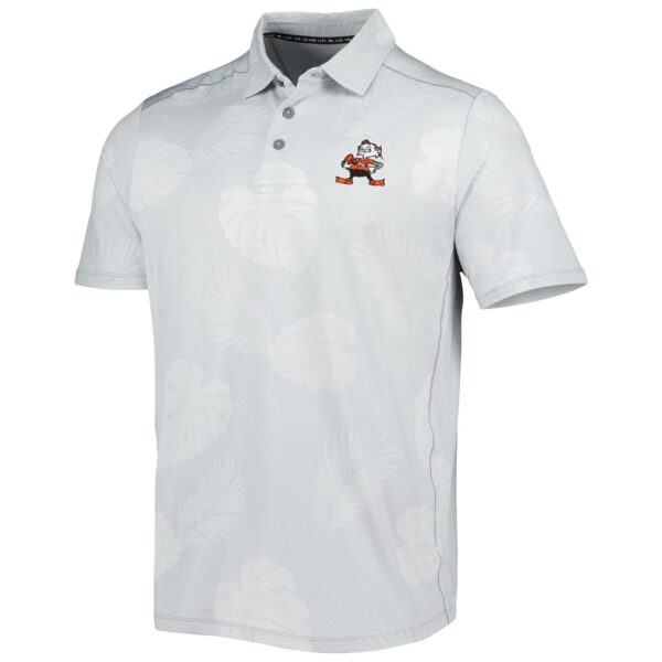 Men's Tommy Bahama Gray Cleveland Browns Brownie The Elf Throwback Delray Frond IslandZone Polo - Image 2