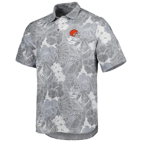 Men's Tommy Bahama Gray Cleveland Browns Coconut Point Playa Floral Camp IslandZone Button-Up Shirt - Image 2