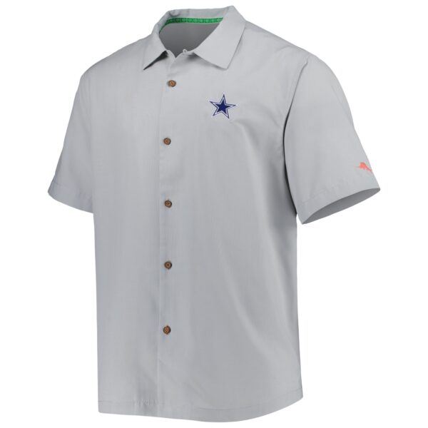 Men's Tommy Bahama Gray Dallas Cowboys Coconut Point Frondly Fan Camp IslandZone Button-Up Shirt - Image 2