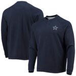 Men's Tommy Bahama Navy Dallas Cowboys Sunset Slub Raglan Henley Long Sleeve T-Shirt